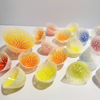 Awaken collection of kiln-formed glass vessels by Una Galbraith