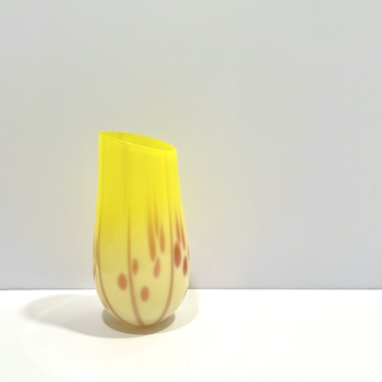 yellow kiln-formed glass vessel by Una Galbraith