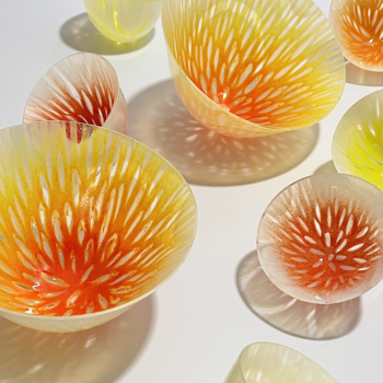 Awaken collection of kiln-formed glass vessels by Una Galbraith