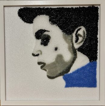 Fused glass portrait of Prince